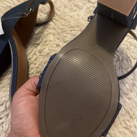 Floral Jean Block Heels - Picture 2 of 3